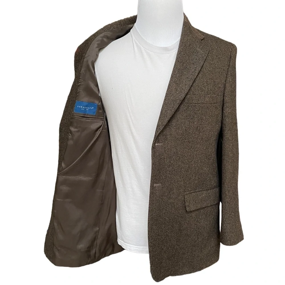 Vintage by Towncraft‎ Two Button Tweed Wool Blazer Sport Jacket Size: 42R